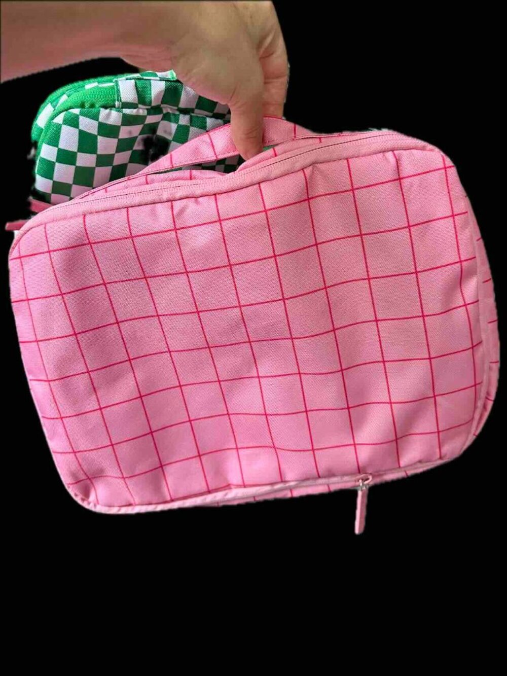 Like New CALPAK Compression Packing Cube in Pink-Red Grid style Medium Size